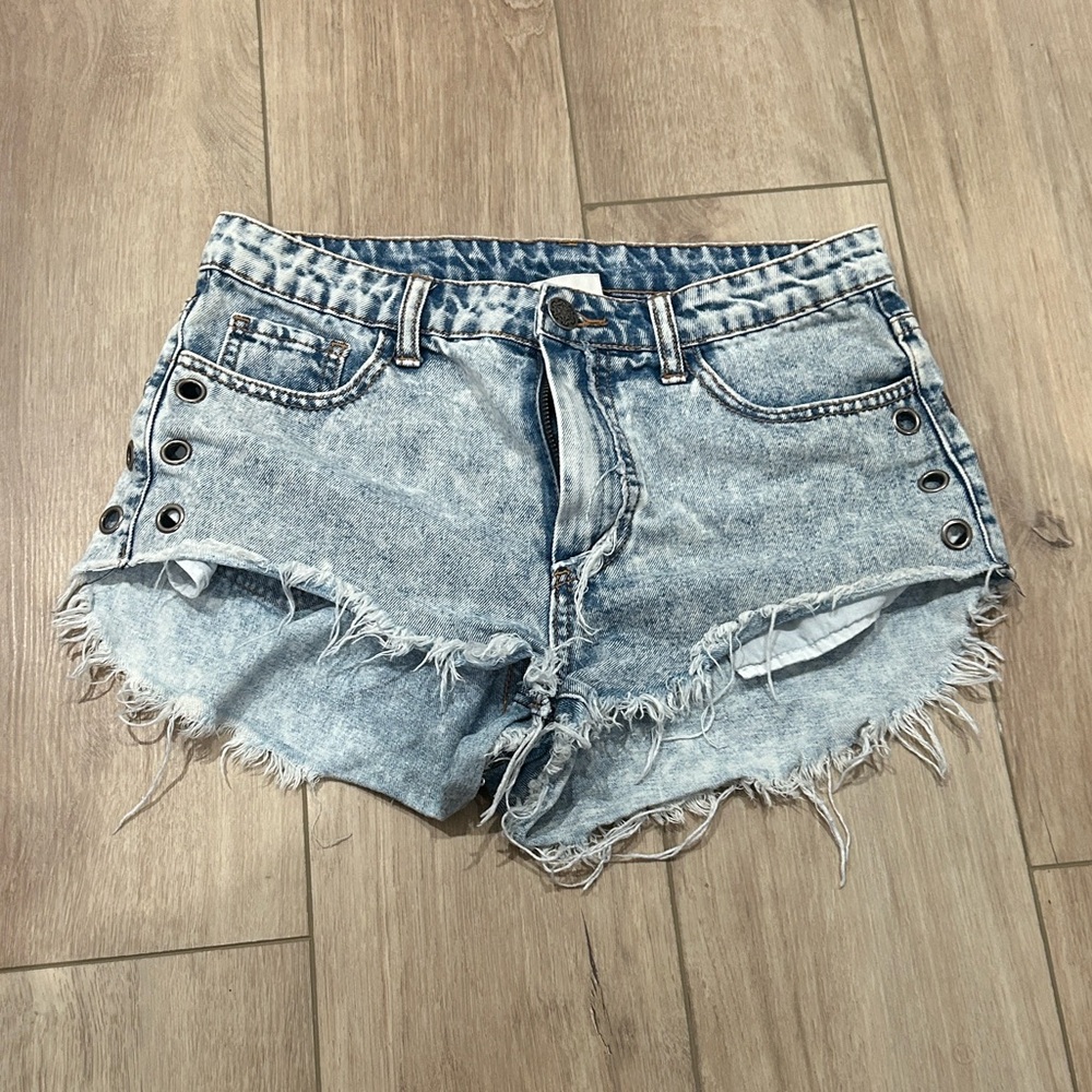 Litz High Rise Denim Cut Off Festival Shorts